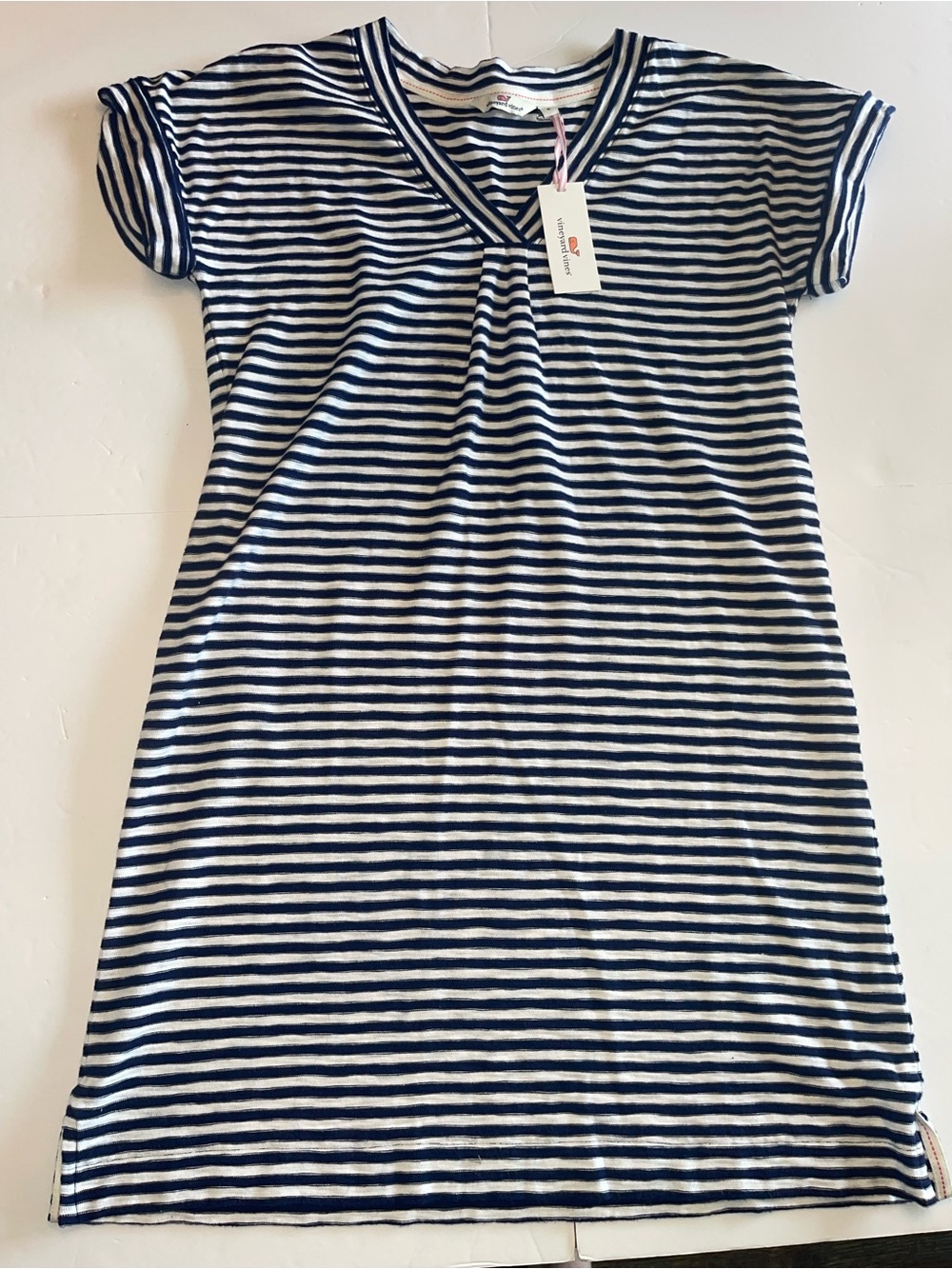 Vineyard Vines Navy and White Striped V Neck Tee Dress Women’s Dress S Small